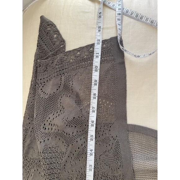 White House Black Market Lacy Open Knit Green Open Front Cardigan Sweater M - Picture 7 of 8